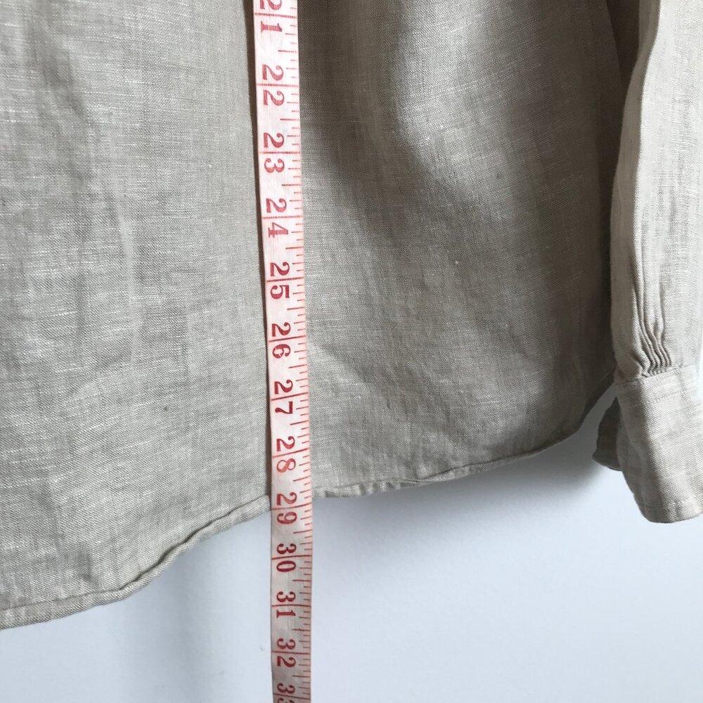 Brooks Brothers Linen Button Front Shirt Beige Long Sleeve Mens L - Picture 6 of 7